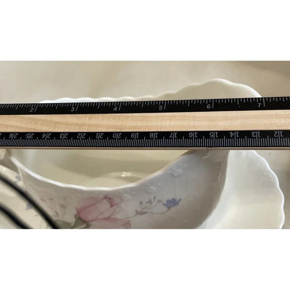 Mikasa Bone China April Rose Gravy Bowl Boat Underplate Set A7053 Floral VTG - Picture 5 of 7